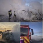 Autoutilitară cuprinsă de flăcări pe autostrada A1, în Timiș. Pompierii au intervenit cu trei autospeciale